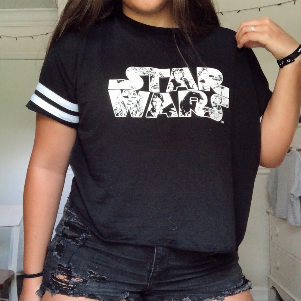 Black Cropped Star Wars Tee